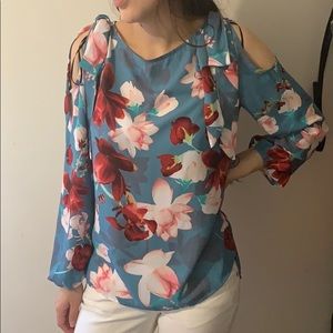 Blue floral blouse